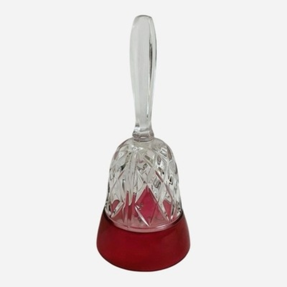 Vintage West Germany 24% Lead Crystal Red Cut Glass Dinner Bell 6.5in EXC